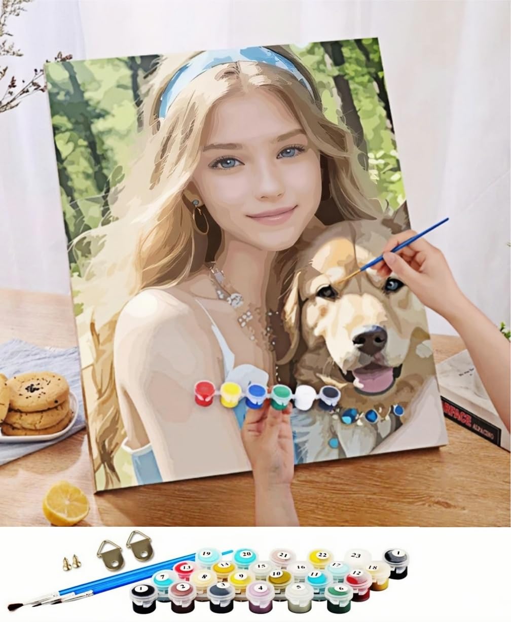 WOWDECOR Custom Picture Paint by Numbers Kits for Adults Beginners Kids, Personalised Make Your Own Photo DIY Painting by Number Custom Canvas 40x50cm for Couple Family Wedding Anniversary Home Decor