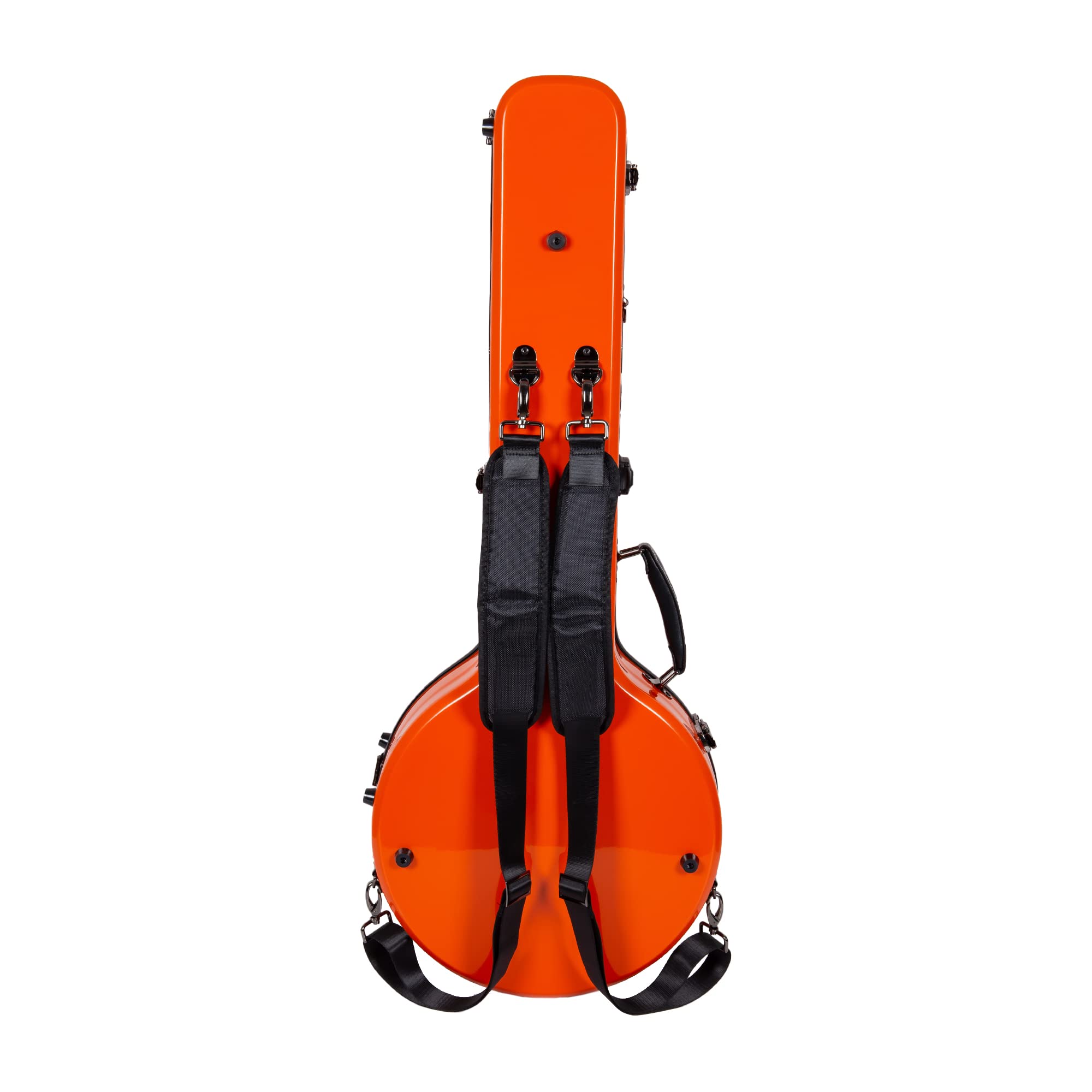 Crossrock Fiberglas Banjo-Koffer – passend für Mastertone & die meisten 5-Saiter-Modelle, mit Innenfach, Rucksackgurten, Hygrometer, TSA-Schloss – Orange (CRF2023MBJOR)