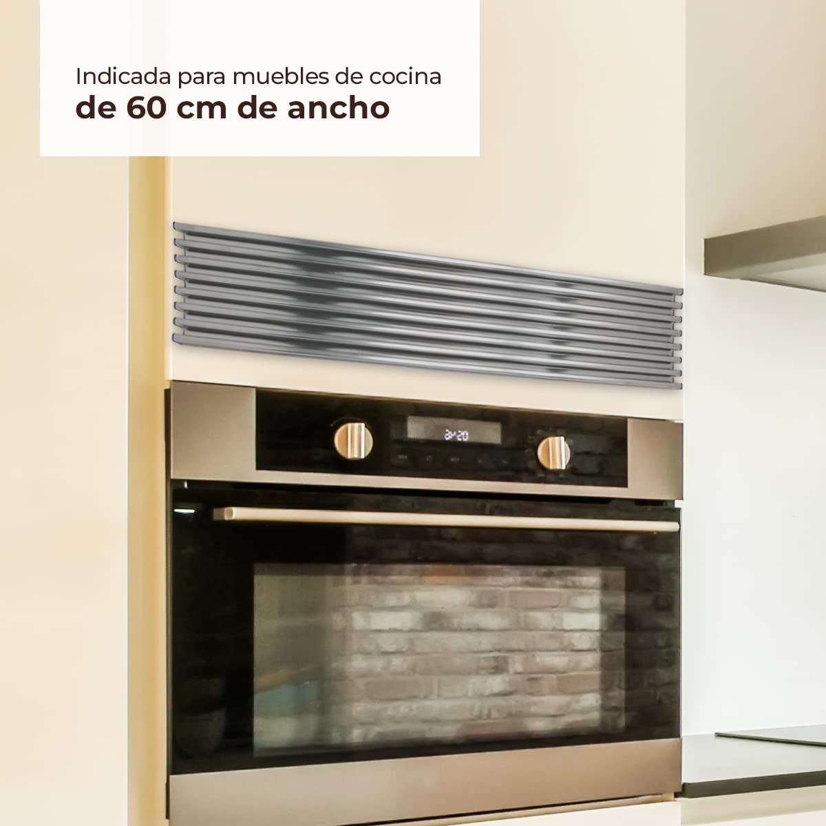 Griglia Ventilazione In Acciaio Inox MICEL 60 Cm - Per Elettrodomestici, Finitura Grigia, Alluminio