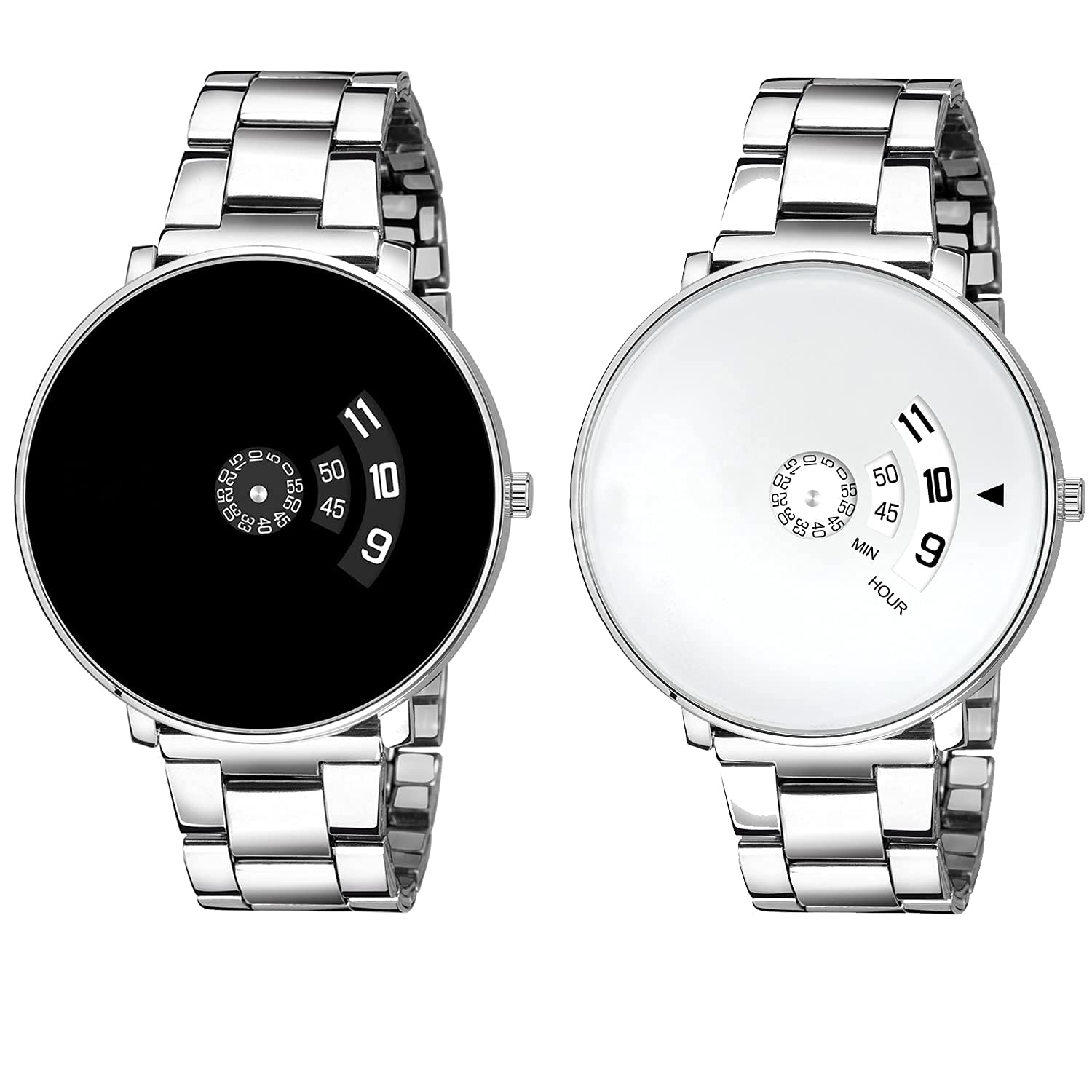 Corxil® Analogue Mens Watch (Black & White Dial Silver Colored Strap) (Pack of 2) (B09S3RZYRQ) Amazon Price History, Amazon Price Tracker