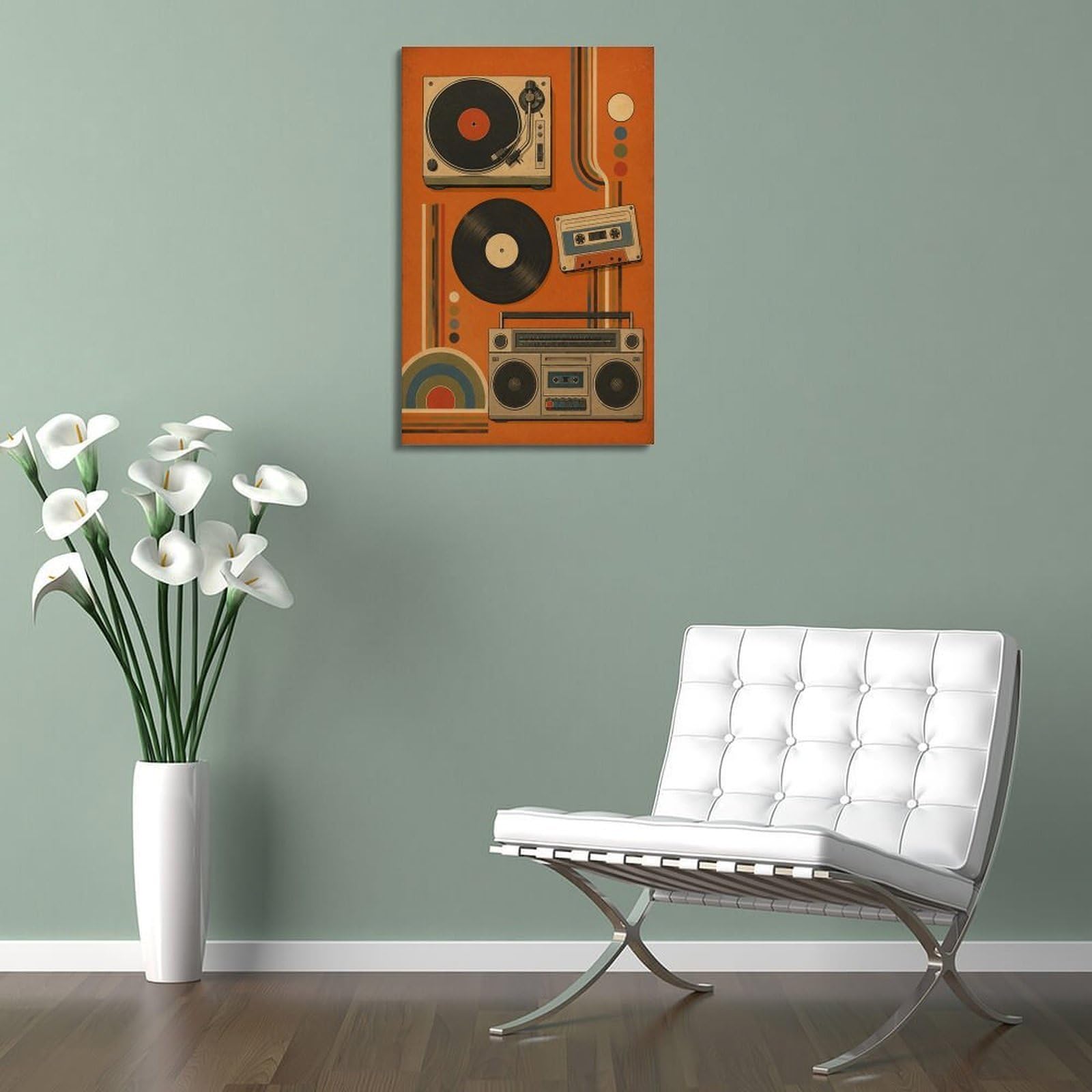 Poster da parete in tela con musica retrò, musicassetta in vinile, per decorazione della stanza, 61 x 91,4 cm