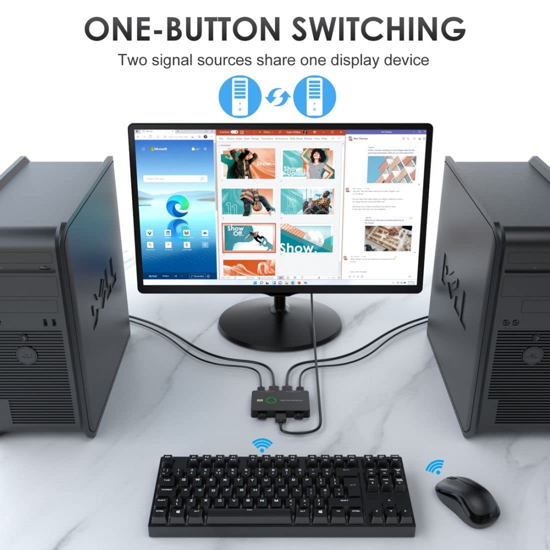CY HDMI 4K & USB 2.0 Commutateur KVM Sélecteur Double PC Partage Moniteur HDTV Port USB Clavier Souris Scanner Imprimante
