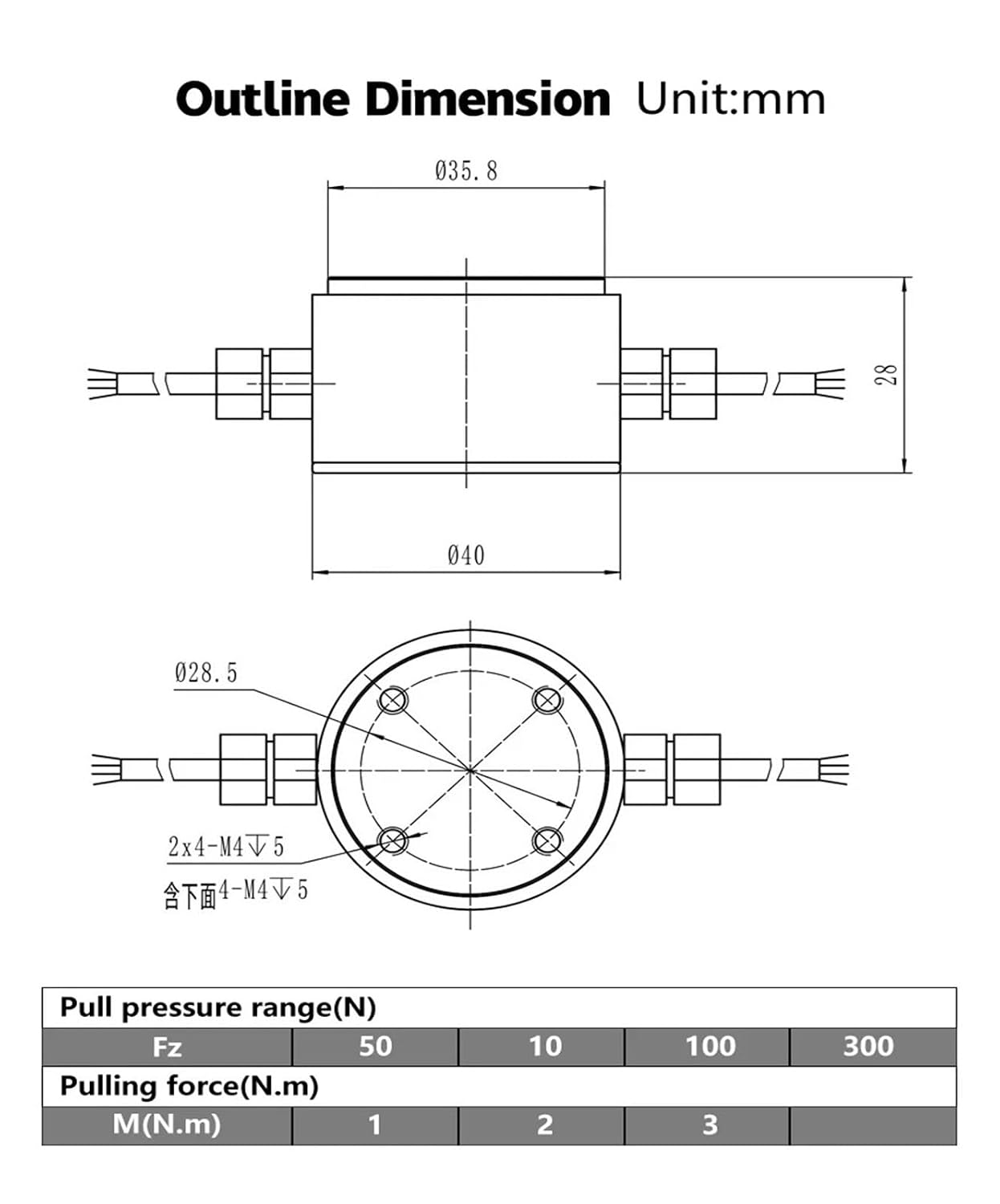 XYZ Multidimensional Load Cell 100-1000N 2 Axis Force Sensor(1000N)