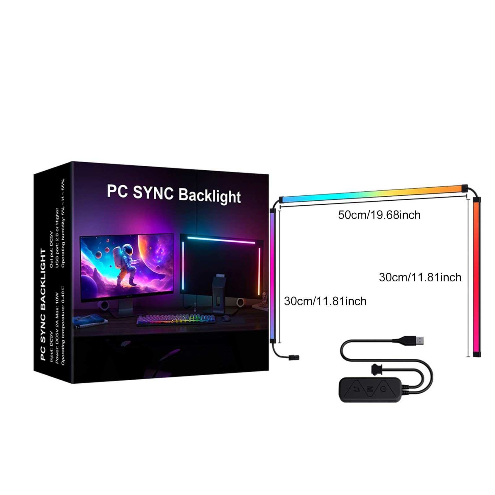 Retroilluminazione a LED per monitor per PC Strisce luminose a LED Ritmo musicale Luce dinamica Sincronizzazione dietro il software del monitor Modalità dinamica a colori (27 pollici)