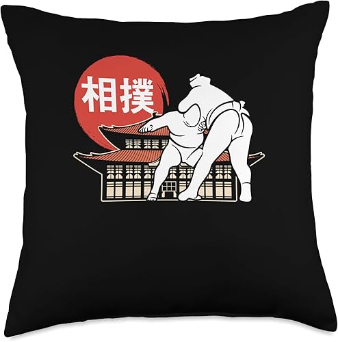 Sumo Wrestler Japanese Wrestling Fighters Gift Wrestler Japanese Wrestling Sumo Fighters Throw Pillow, 18x18, Multicolor