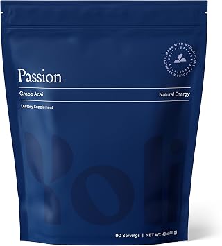 Yoli Passion Energy Powder Mix, Grape Acai, Sugar-Free, 90 Servings Pack