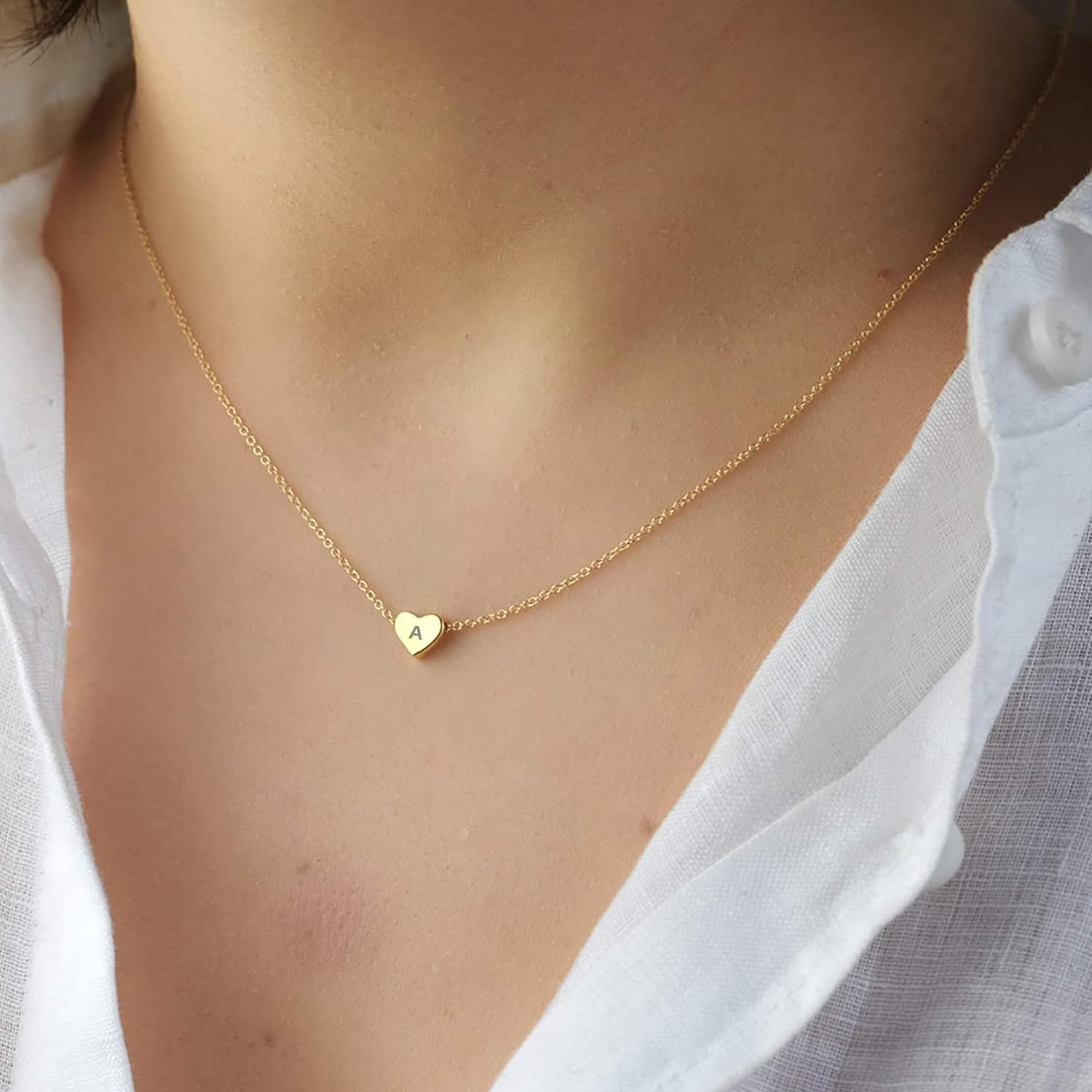 18k Gold Letter heart Pendant Necklaces 