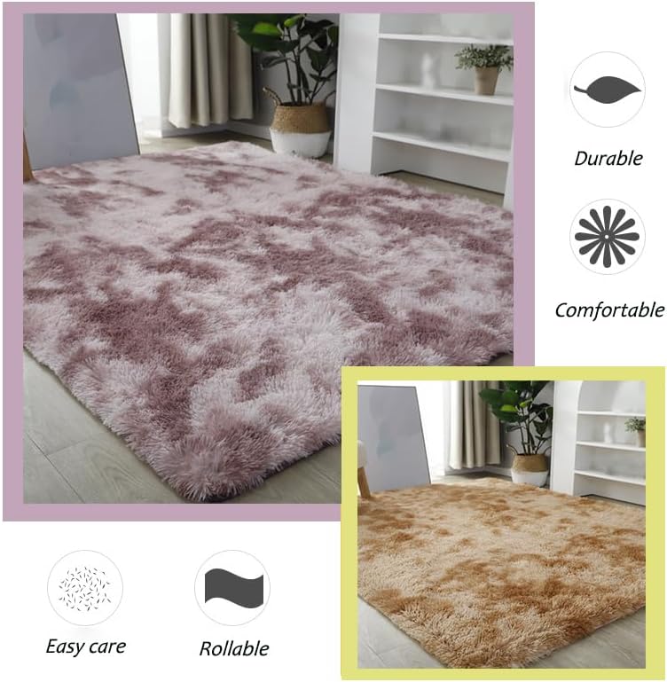 Miniatura 2 de Alfombra lanuda de área, suave y esponjosa para decoración del hogar, alfombra rectangular moderna antideslizante para niños y niñas, alfombras