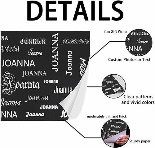 Miniatura 3 de Nombre personalizado en papel de regalo, rollo de papel de regalo personalizado con texto, regalo personalizado, unisex, adultos, hombres, mujeres,