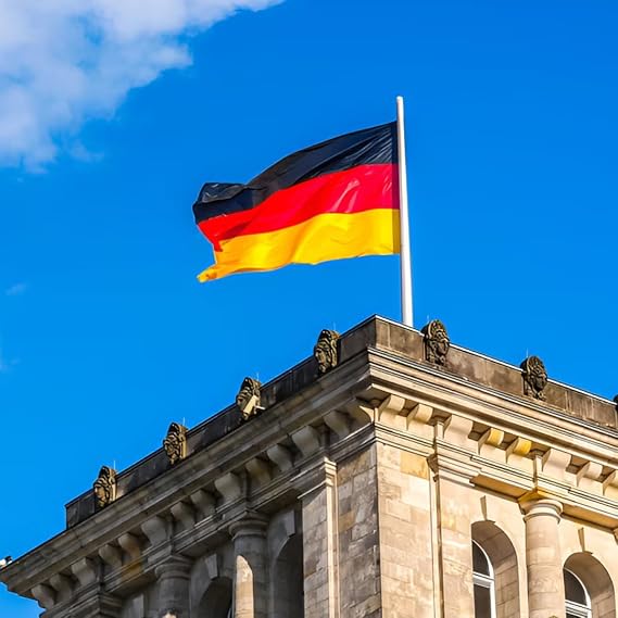 Germany Flag 5x3 ft – Outdoor/Indoor Polyester Flag with Brass Grommets – Fade-Resistant, Double-Stitched Edges – Patriotic Banner for Home, Events, or Business
