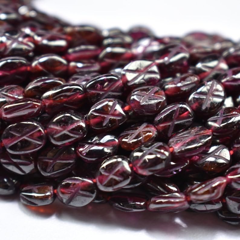 Perles ovales en grenat naturel lisses sans défaut pour réussir vos bijoux sans casser le fil