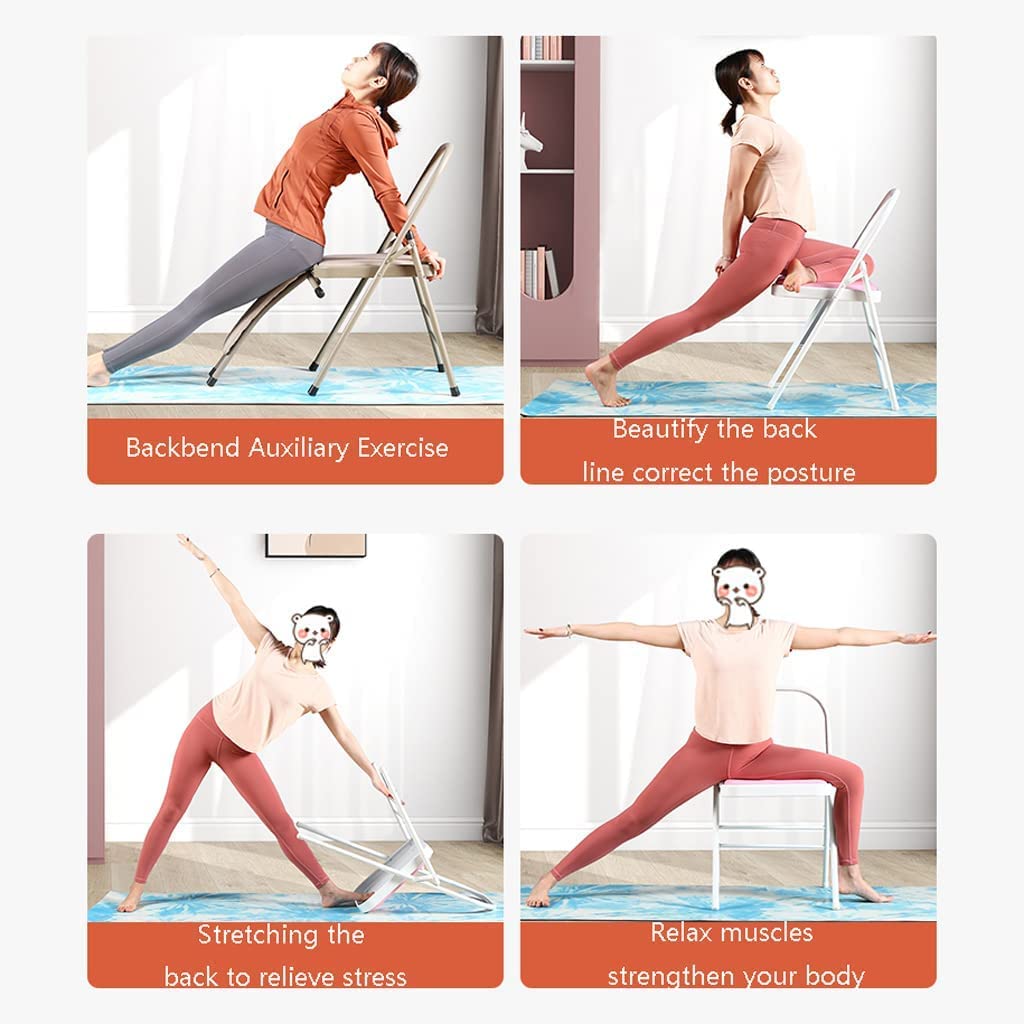 Silla de yoga plegable de piel sintética impermeable de 15.7 pulgadas, soporte de columna vertebral con mecanismo triangular de acero al carbono, ideal para el gimnasio en casa, meditación y