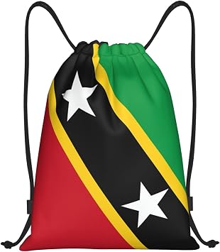 ASYG Saint Kitts and Nevis Flag Bags for Women Men Adjustable Drawstring Backpack Bag Sport Gym,Yoga, Shopping Sackpack