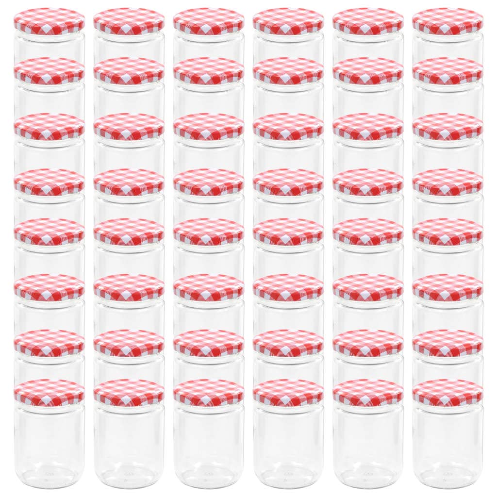 Vaso Marmellata in Vetro Coperchio Bianco e Rosso 48 pz 230 ml, Casa e Giardino,Cucina e Pranzo,Dispenser per Cibo,Barattoli di Miele, 8.45kg-50798