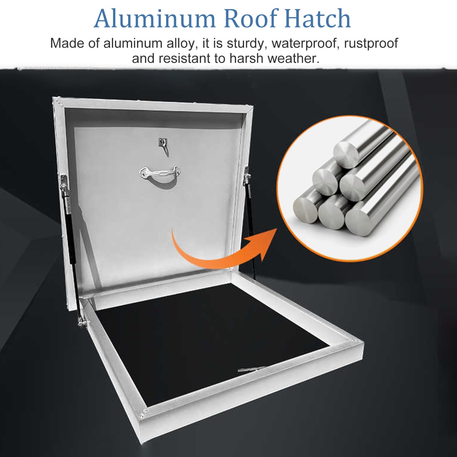 Porte d'accès pour grenier en aluminium, trappe de toit imperméable avec loquet de verrouillage, couverture d'accès sécurisée pour fenêtre de toit et inspection du toit
