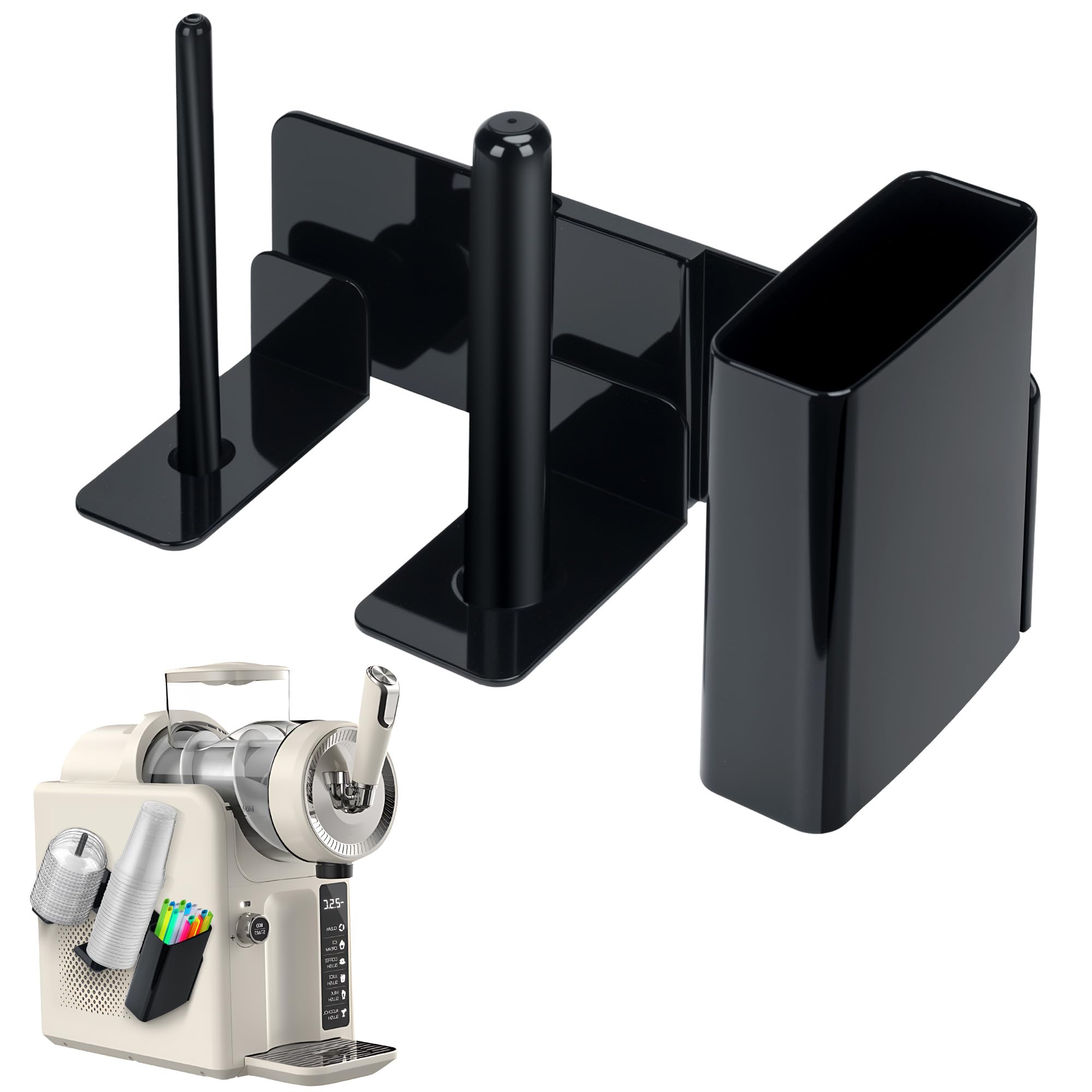 MLLNFUE Cup Organizer for Ninja Slushie Machine FS300/FS301-3-in-1 Side-Mounting Cup, Storage Accessories for Ninja Slushie Machine (Black)