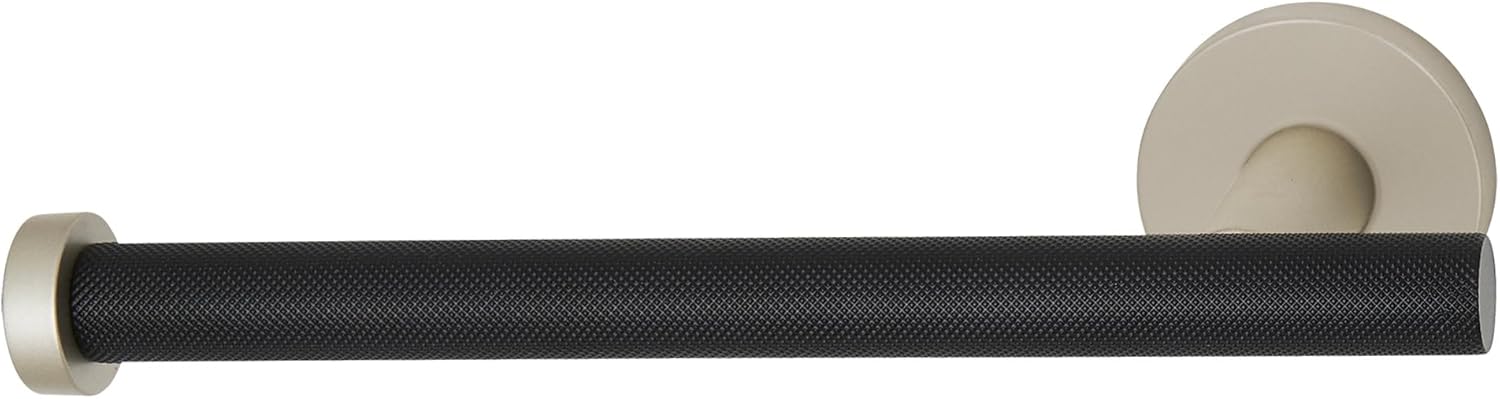 Alno A9466L-KNURLED Vita Bella Modern Diamond Knurled Bar Left Side Slide On Toilet Paper Holder - Matte Nickel/Matte Black
