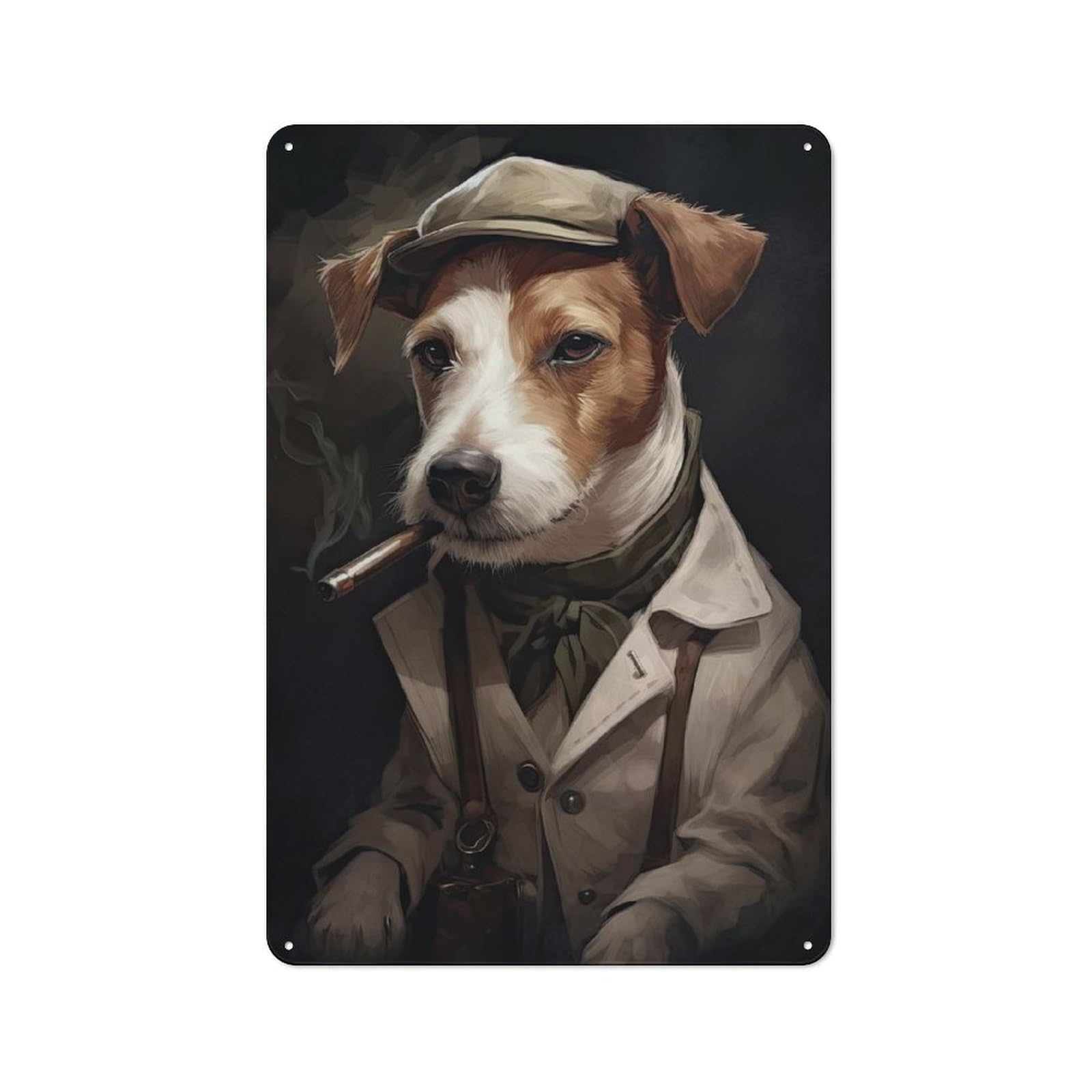 Junmoney Style-13 Vintage Tin Sign 30X20cm With Jack Russell Terrier Mafia For Bar Or Restaurant, For Kitchen, Dining Room And Home Bar Wall Decor