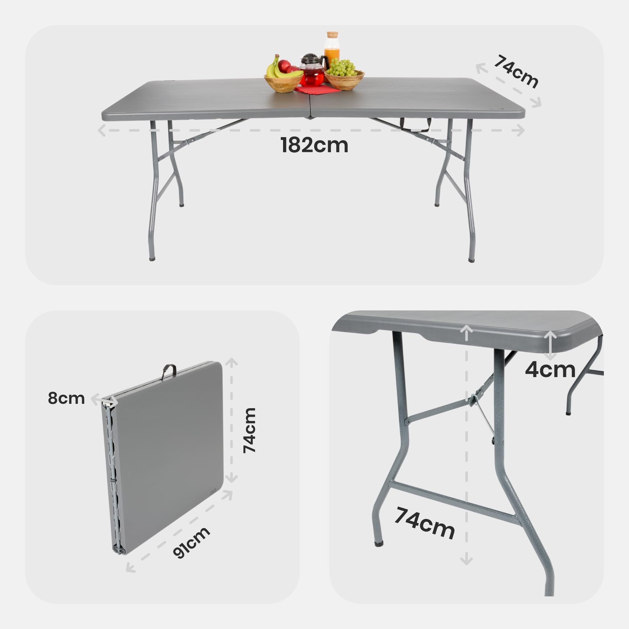 AREBOS Set tenda da birra 3 pezzi tavolo + 2 x panca | set tenda per interni - esterni | set tavolo da birra | pieghevole e con maniglia per il trasporto tavolo da campeggio | Antracite