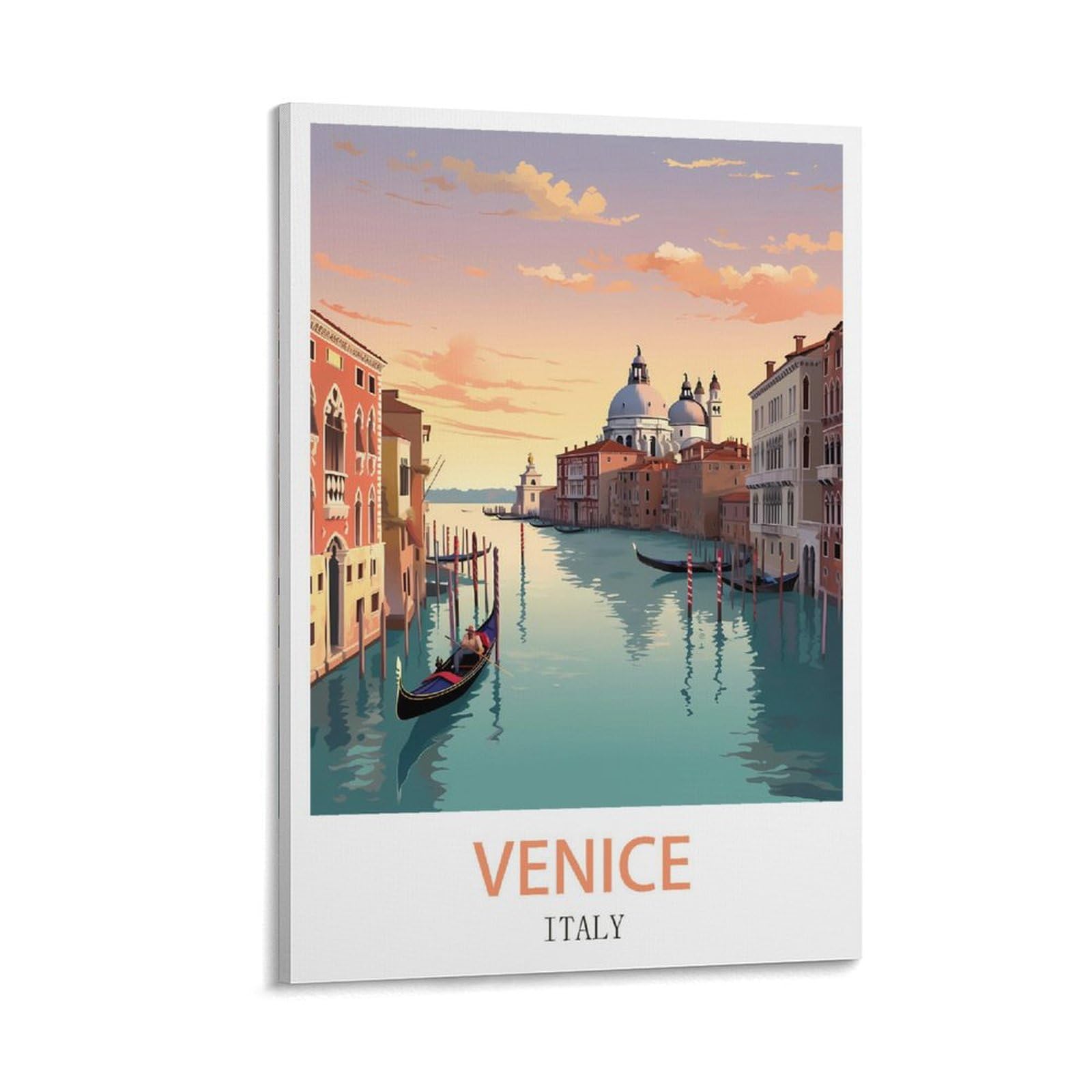 LICHNWW Venice Italy Vintage Travel Posters City of Water 12x18inch(30x45cm) Canvas Print for Living Room, Bedroom, Dorm, Home, Office Wall Decoration