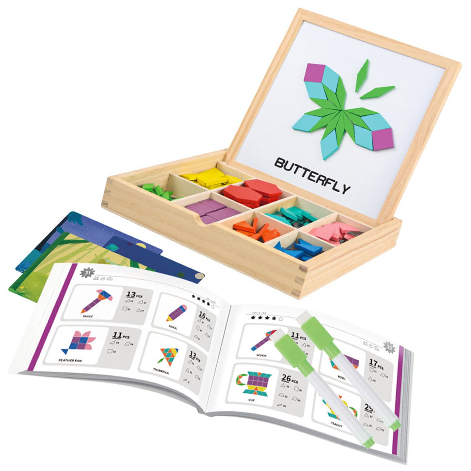 Juego de construcción de Madera con Bloques magnéticos Seguros para niños y niñas de 3 años o más Bloques de construcción de Madera para niños