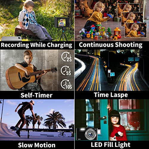 Digital Camera Cheap, UIKICON 4K 44MP Kids Camera with 32GB SD Card, 2.4 Inch Point and Shoot Camera with 16X Digital Zoom, Compact Camera for Kids Teens Boys Girls Adults Students Seniors (Black) - Image 5