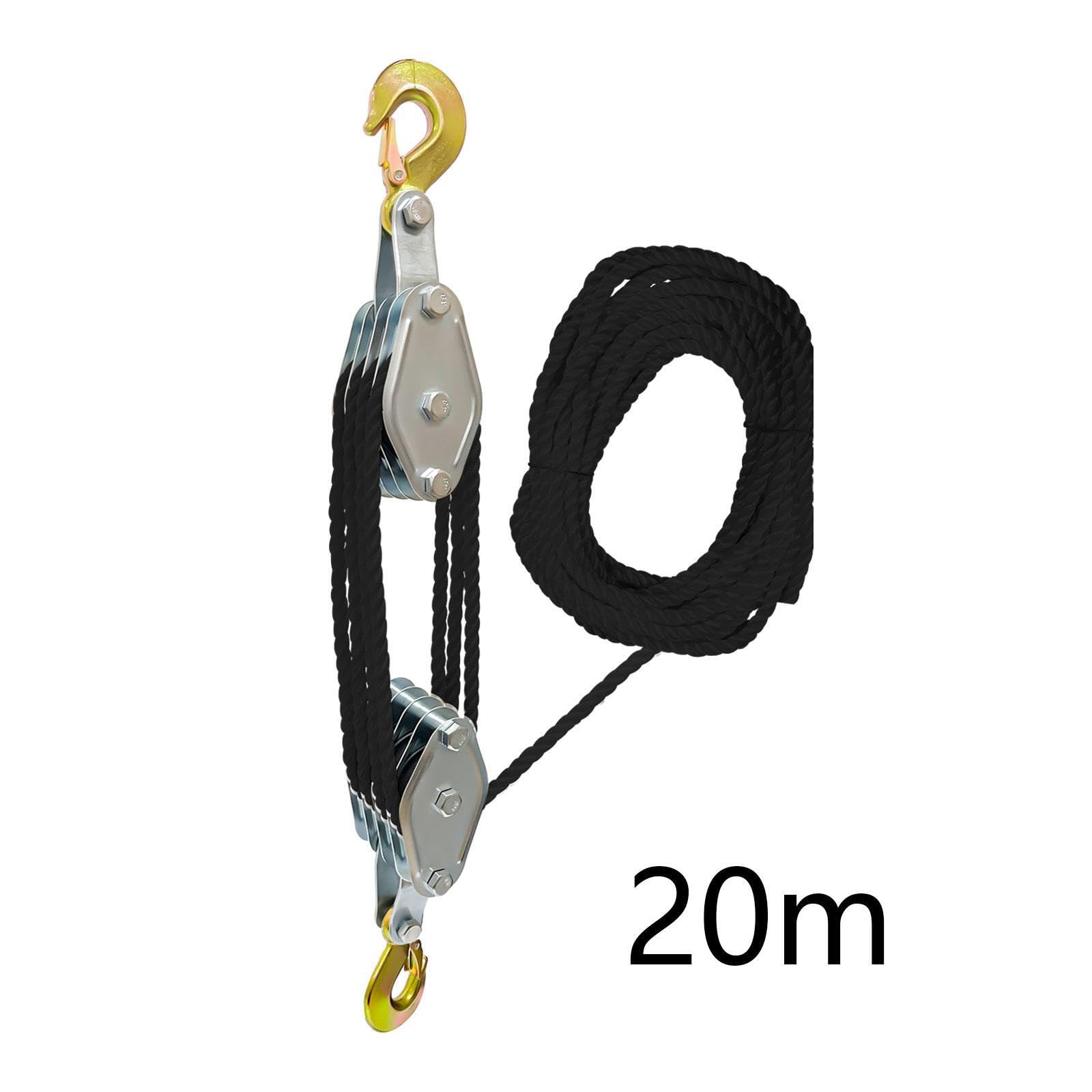 Heavy Duty Wheel Block & Tackle Pulley System – Soluzioni efficienti per sollevamento garage, paranco manuale in acciaio con corda per un facile sollevamento e spostamento, paranco a fune durevole