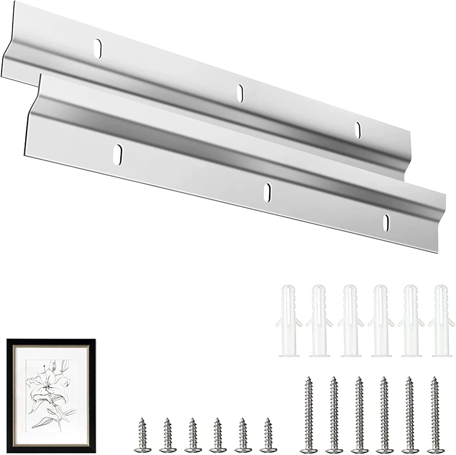 Cintre pour tableaux français, 2 supports de fixation murale en