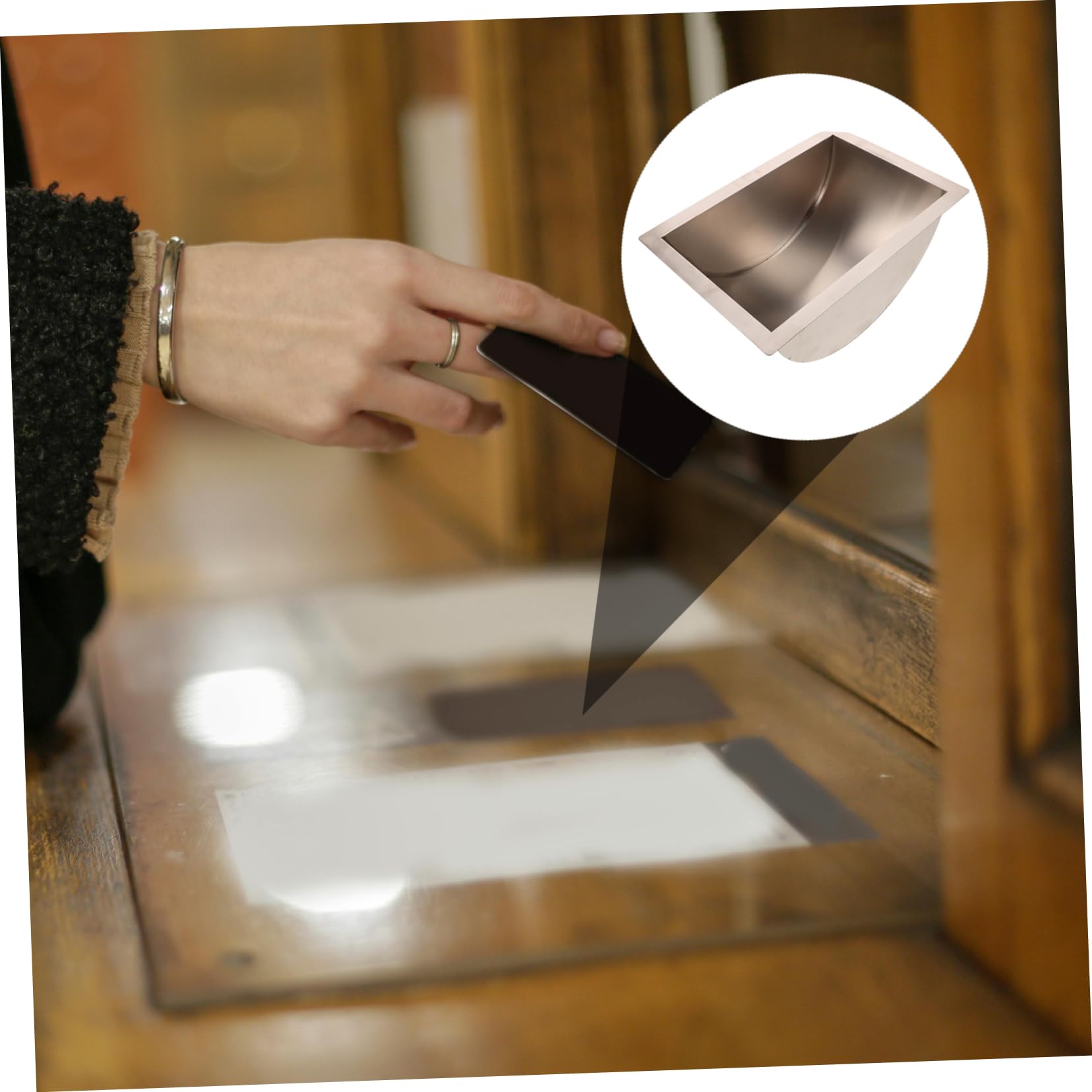 Kasseneinlage-organizer Aus Edelstahl Für Kassenfenster Geld-organizer Mit Ablagefach Für Registrierkasse Mehrzweck-kassenbox Mit Geldfach Für Bankschalter Und Kassenbereich