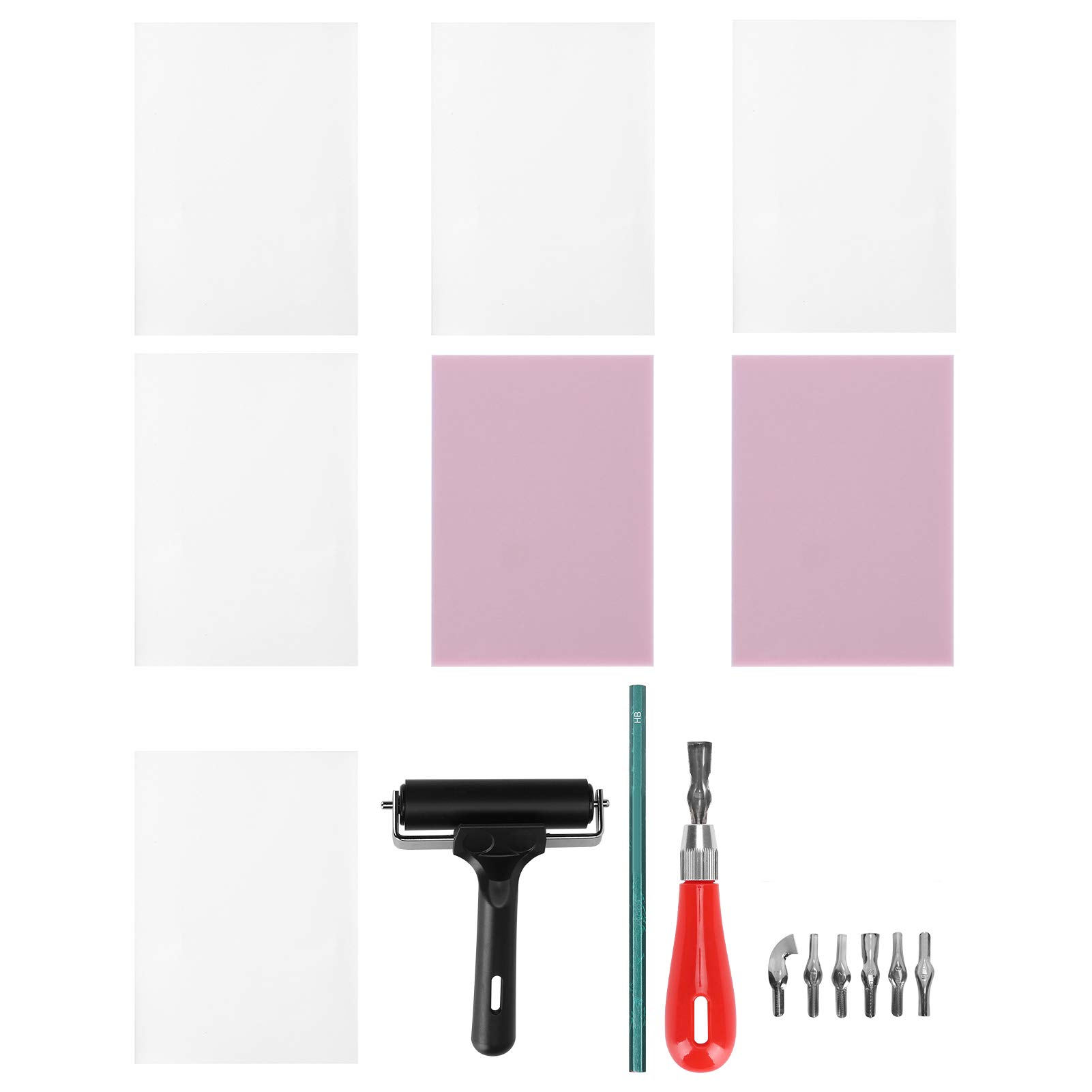 Kit per intaglio della gomma Set per la creazione di blocchi di timbri Incisione Stampa Artigianato con strumenti di taglierina Kit per la creazione di timbri Blocchi