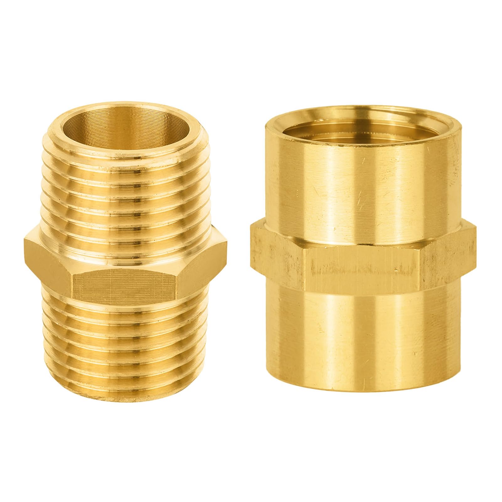 (Pack of 4) EFIELD 2 PCS 1/2" x1/2" Male + 2 PCS 1/2" x1/2" Female NPT Hex Nipple Adapter Brass Pipe Fittings,(NPT063)