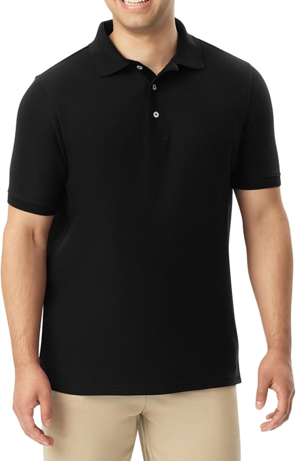 French Toast Unisex Sleeve Pique Polo Shirt , Black, XL