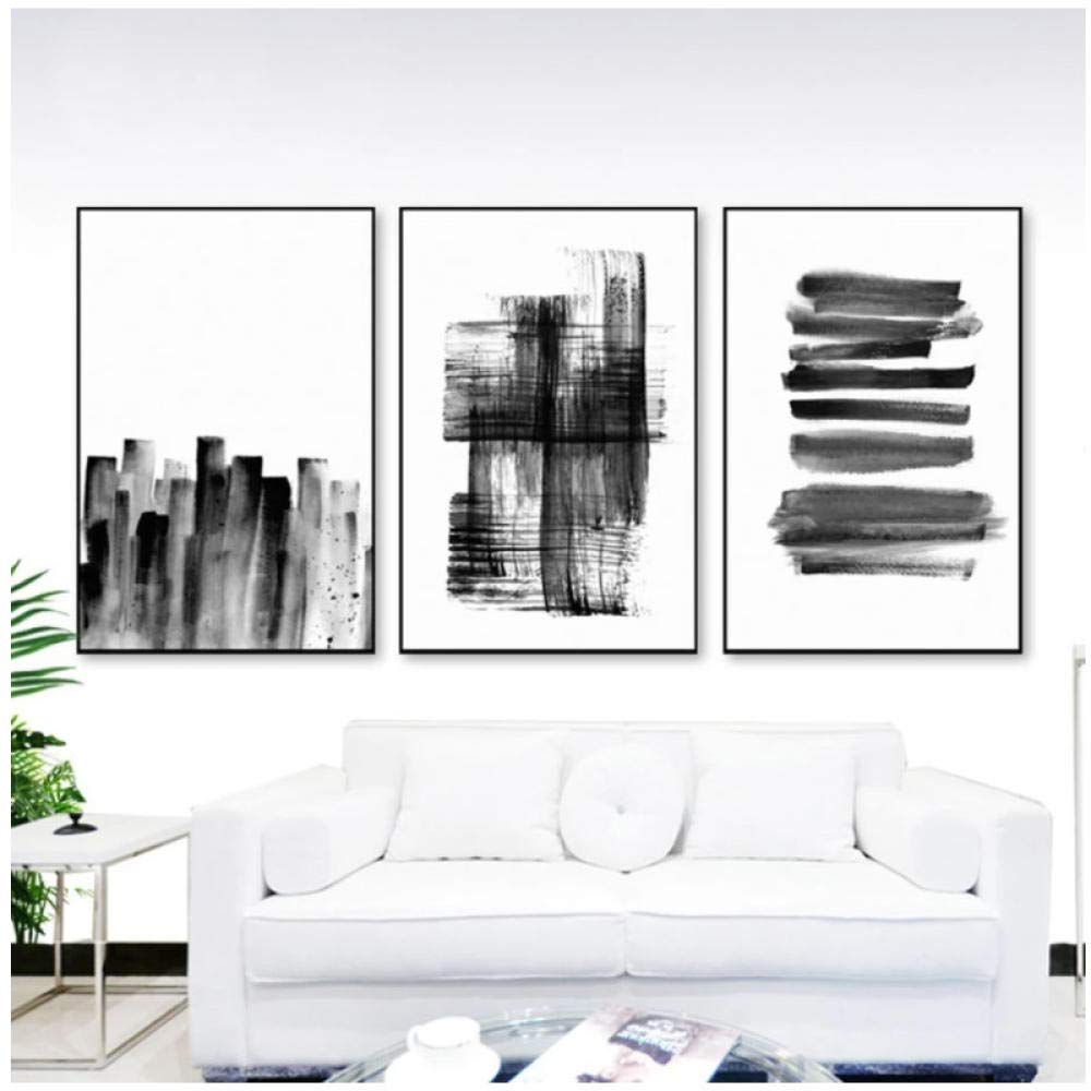 Hxjlmac 3Pcs Abstract Ink Black And White Canvas Printing Paintings Posters Wall Art Pictures For Living Room Bedroom Home Decor 50X70Cm No Frame