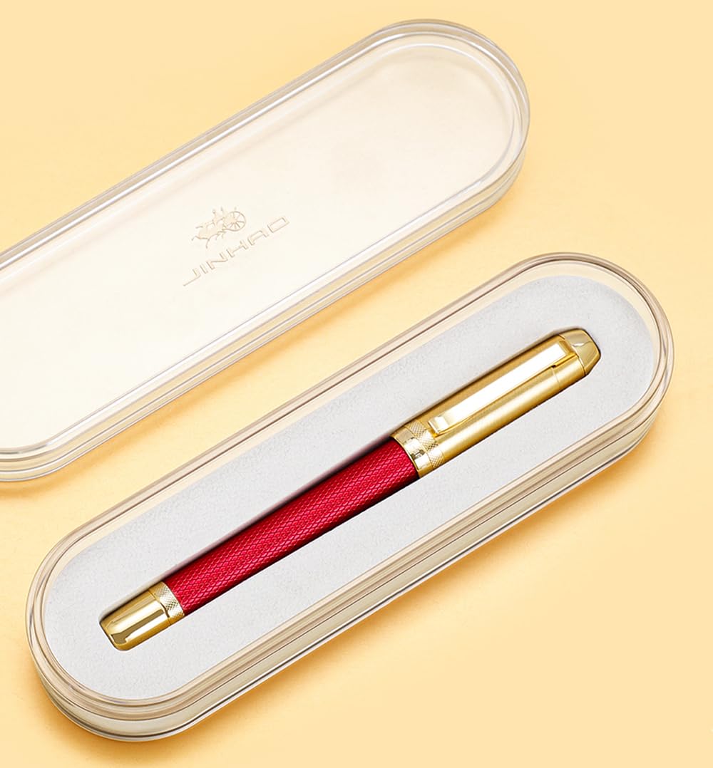 Jinhao Penna Stilografica In Metallo Con Pennino Fine - Design Classico, Con Convertitore E Custodia Regalo - Peso 41g, Flusso Ottimale
