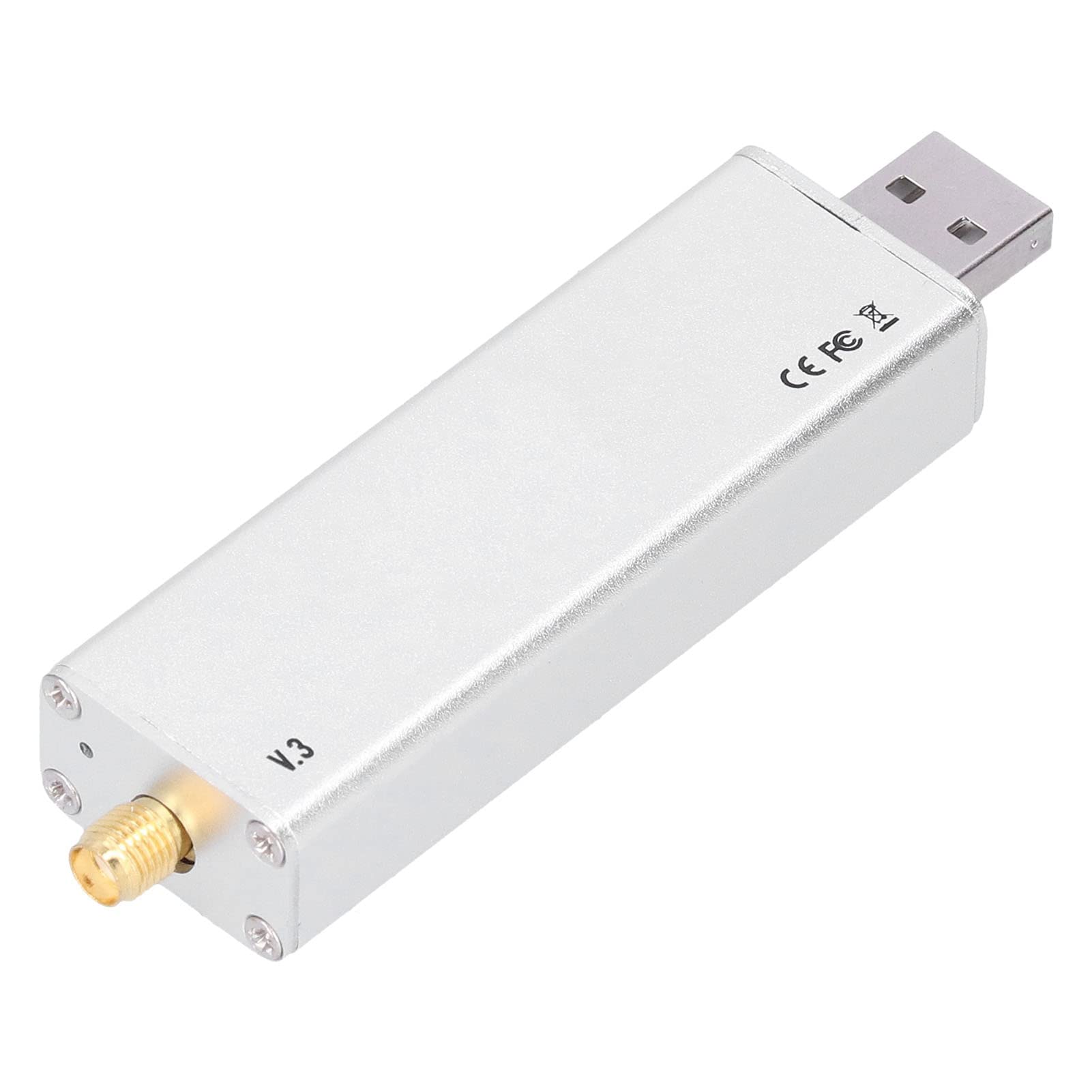 Receptor de Banda Completa de Aleación de Aluminio RTL-SDR Sintonizador de Banda Completa Estable Preciso de 0,1 MHz a 1,9 GHz para Llamadas de Intercomunicador para Radio FM