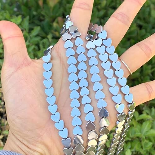 1 hebra Adabele grado A natural hematita blanca chapada en platino chapado en oro blanco piedras preciosas curativas de 0.315 in en forma de corazón