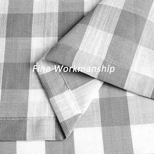 Amzdecor Sliver Gray Buffalo Plaid Valance Linen Sheer Cafe Curtain Buffalo Check Plaid Rod Pocket Rustic Kitchen Window Treatment For Living Room Bedroom,1 Panel, 55''X15'', Sliver/Gray #TOP4