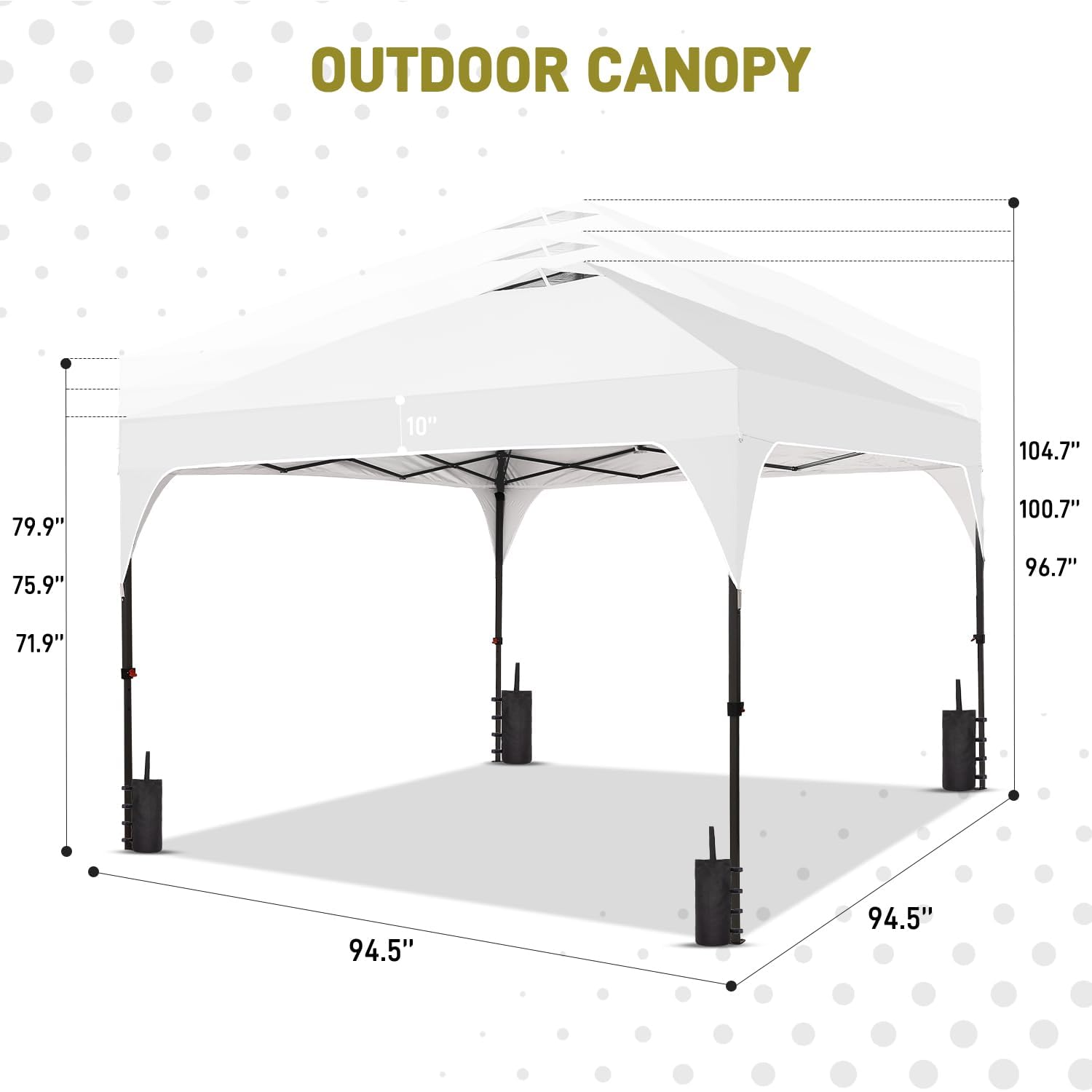 8x8 FT Canopy Tent, 1-Button Push Pop Up Canopy with 4 Sandbags and Carrying Bag, Instant Outdoor Gazebo Shelter