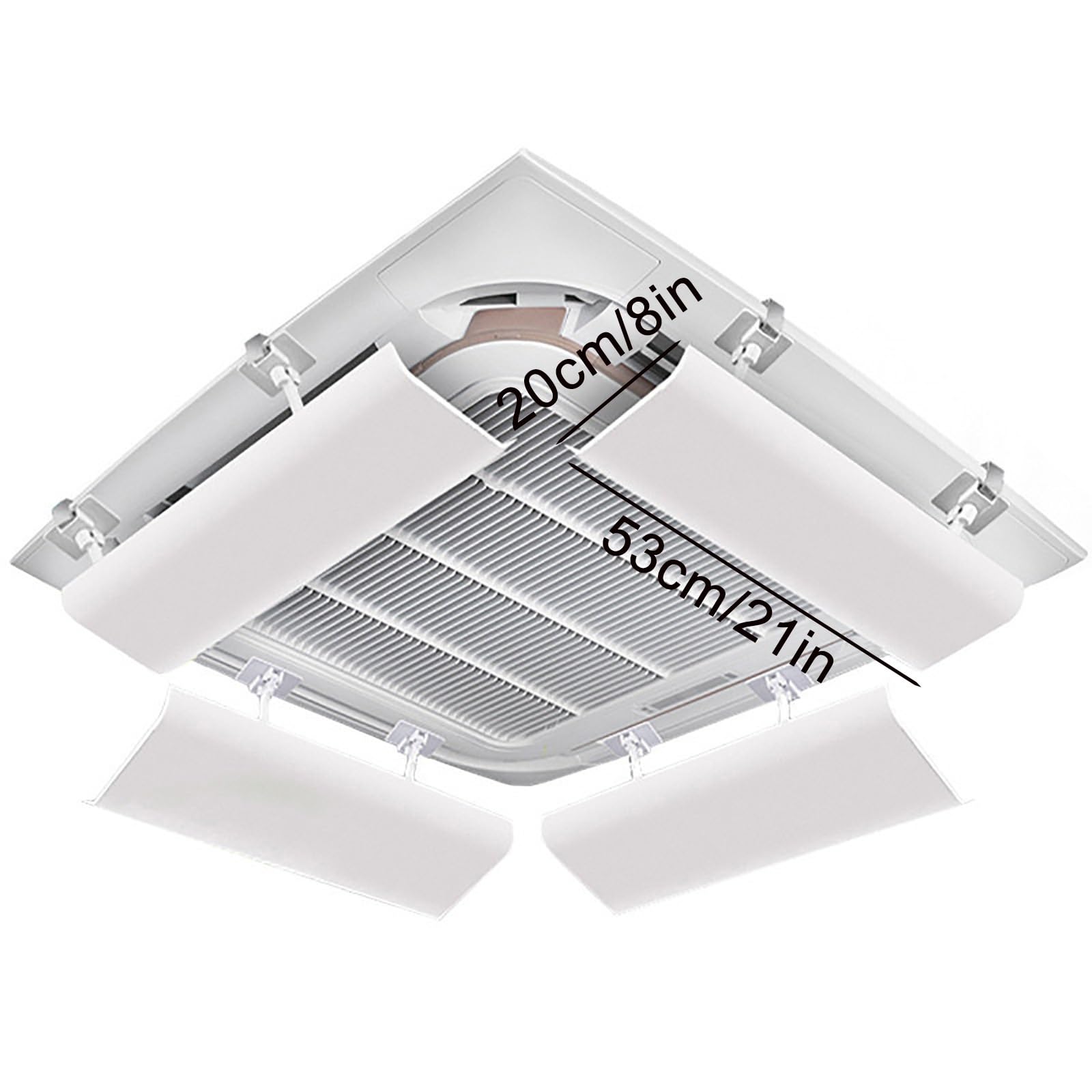 Deflettore Condizionatore Regolabile, Set da 4 Pezzi Deflettori Condizionatore per Bocchetta di Ventilazione a Soffitto, Deviatore D'aria per Evitare il Flusso D'aria Diretto(20 * 53cm/8 * 21in)