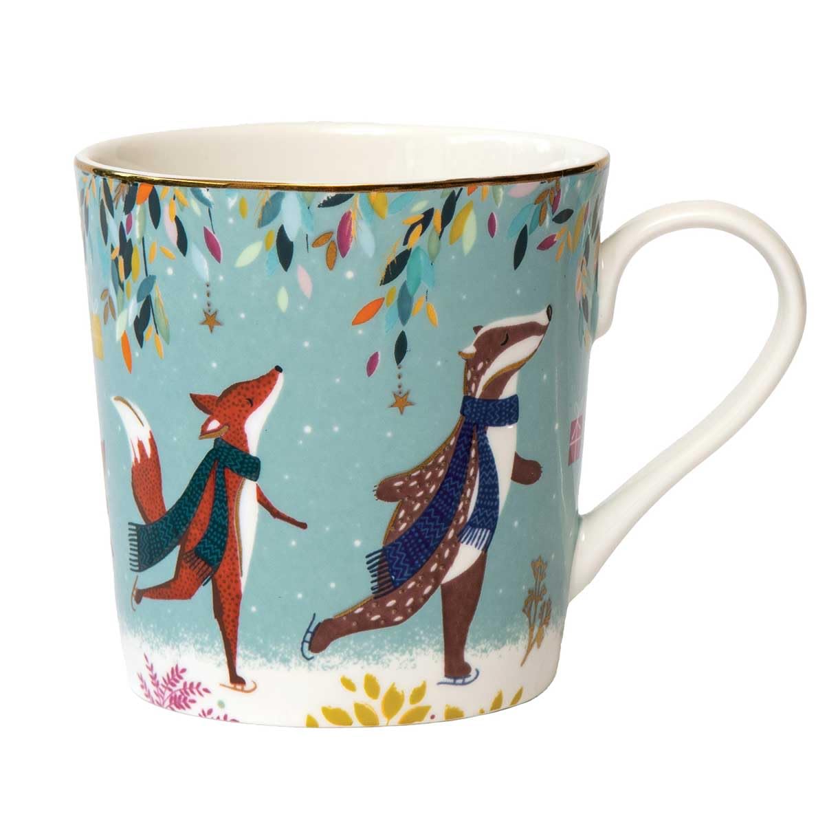 Sara Miller London Green Woodland Tales Mug, Skaters,