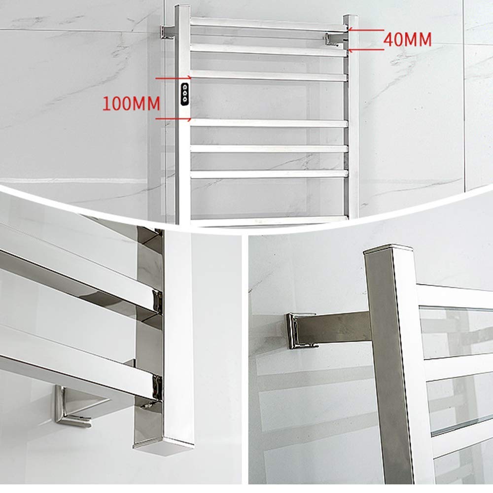 Toallero eléctrico doméstico, radiador Calentador de Toallas de Acero Inoxidable 304 y toallero de Pared, radiador de baño de Ahorro de energía + desinfección + Secado