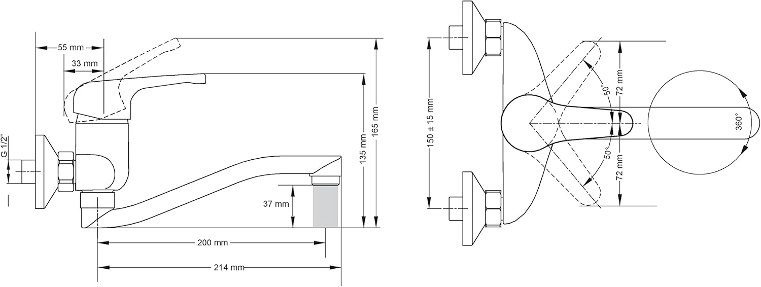 DELINIA NATU Faucet Dimensions
