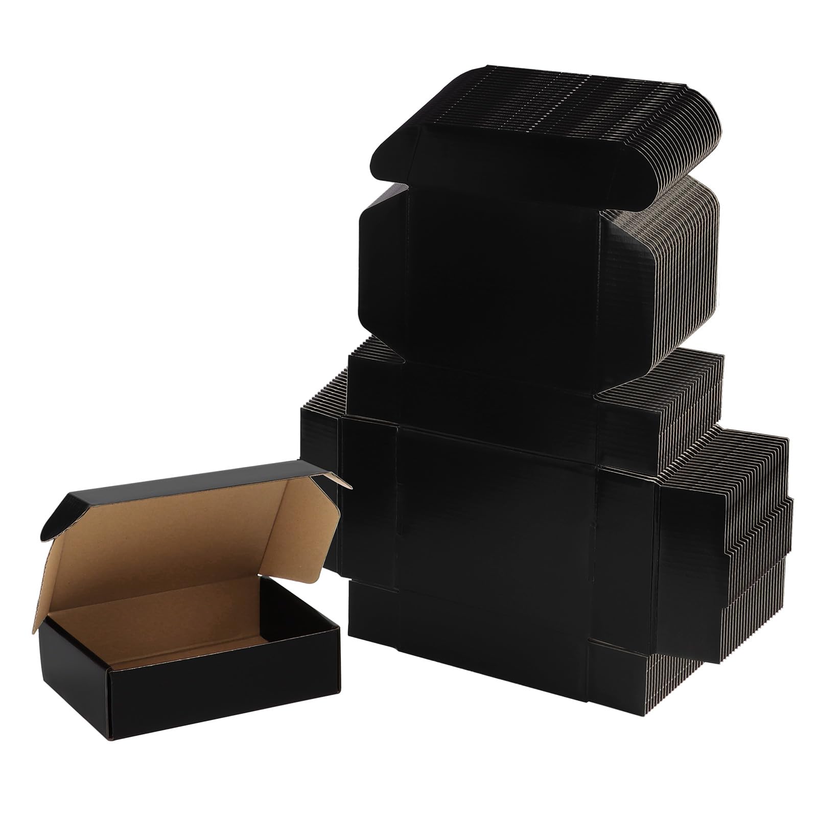 HORLIMER 25 Pack Black Shipping Boxes 178x127x51mm (7x5x2 inch),Corrugated Cardboard boxes for Postal Mailing, Business Use, and Gift Packaging