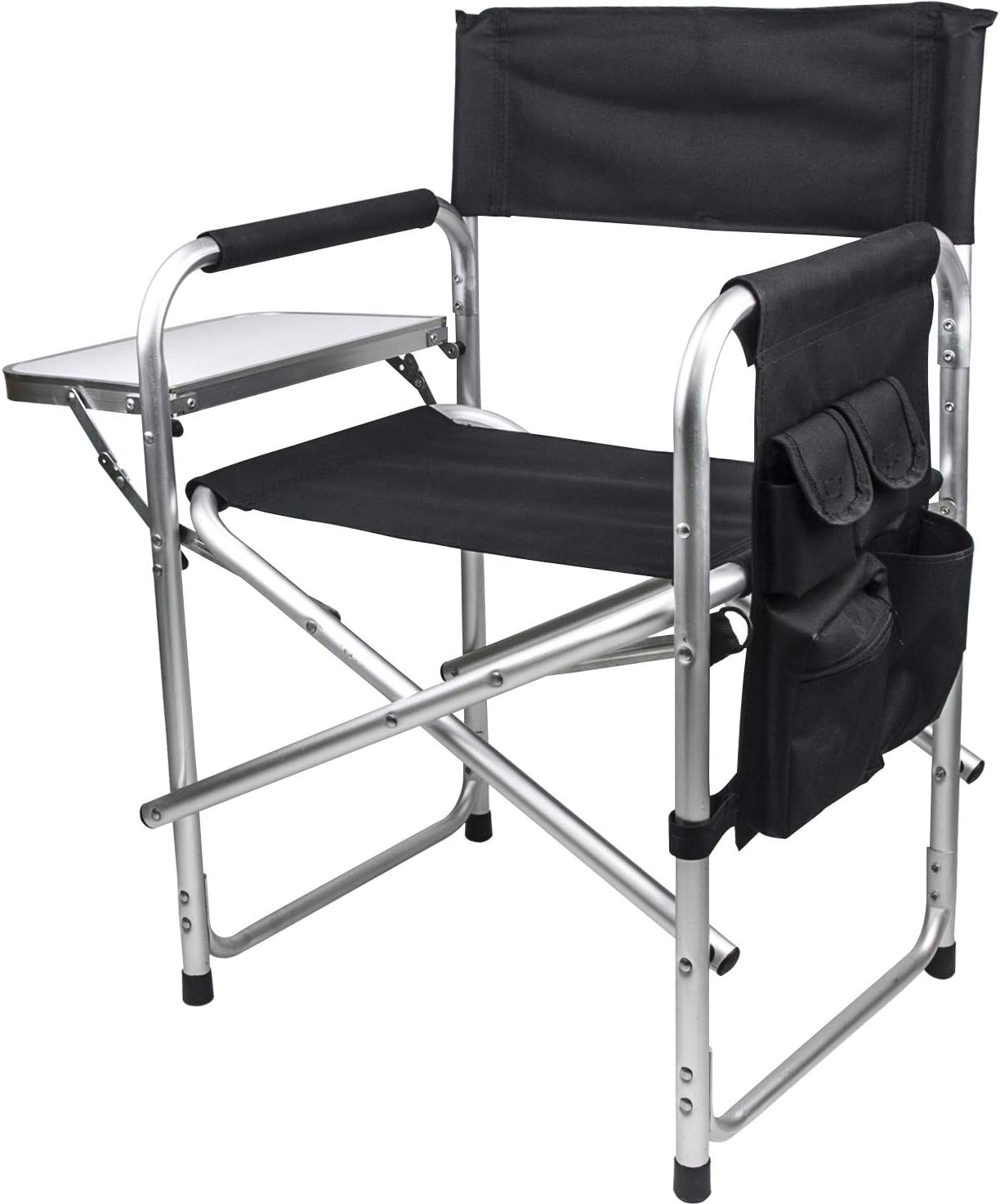 Kupo Aluminum Director Chair, Folding Lightweight Design with Padded Seat, Back, and Arm Rests, Tray Table, and Carry Straps for Studio and Location Use (KG080712)