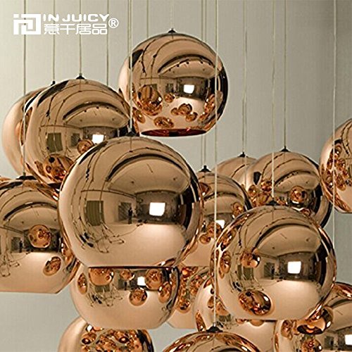 Injuicy Suspension Boule en verre moderne Leuchten Suspension GOLDEN galva nisieren Plafonnier Zorbing Lustre häng Extrémités Ampoules économie d'énergie Lampe Bal (Diamètre 200 mm) Cover