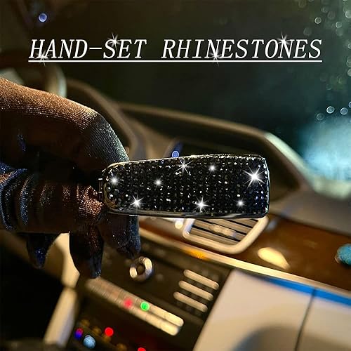 Miniatura 5 de Juego de 2 soportes para lentes de visera de automóvil con diamantes de imitación brillantes con esponja antiarañazos, decoración de automóvil para