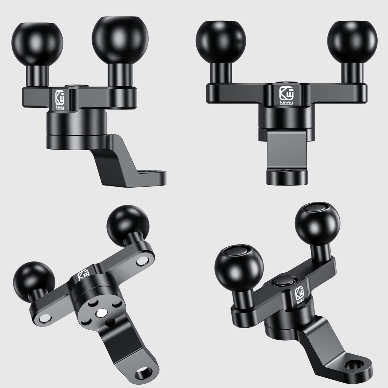 brcovan aluminum alloy rear view mirror mount base with double 1 tpu ball 10mm mounting hole compatible with ram mounts b size1 inch ball double soc