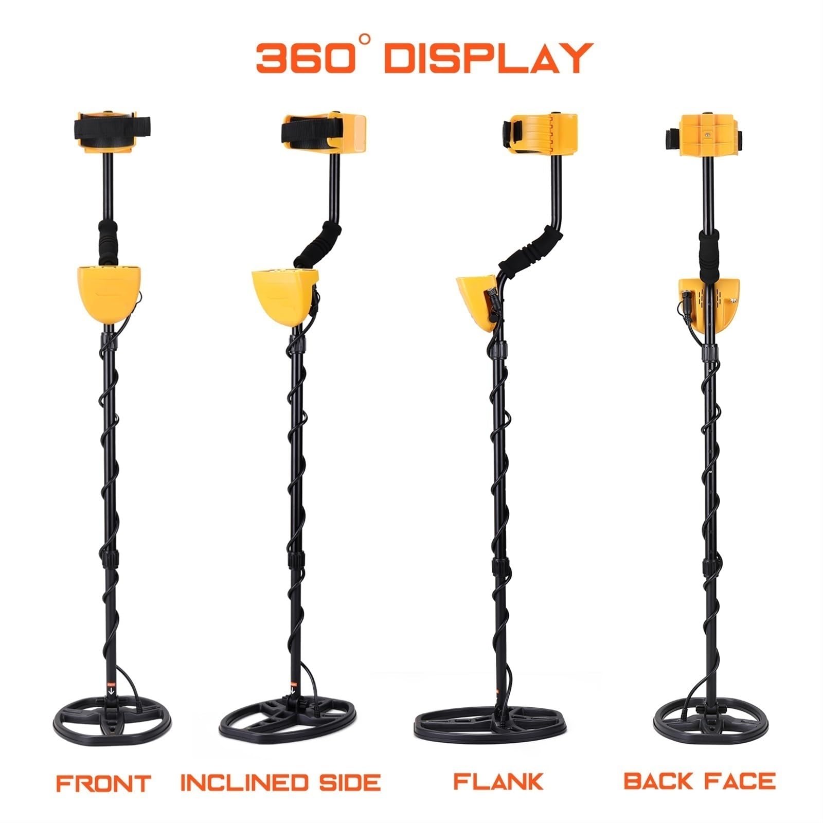 DELURA Detectores de Metales Detector de Metales con indicador Digital, buscador de Oro Ligero, Rango Largo subterráneo Montar rápidamente (Size : 6450 with Small Detector)