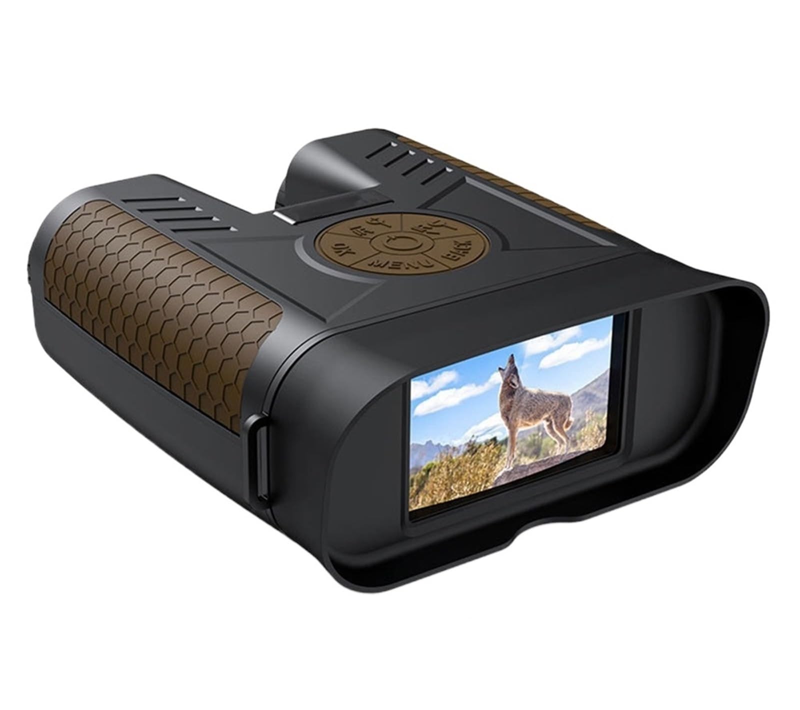 K53 20X Digital Zoom 600M Infrared Night Vision Binoculars 1080P HD Professional Binocular Telescope for Camping(Coffee with 64G Card)
