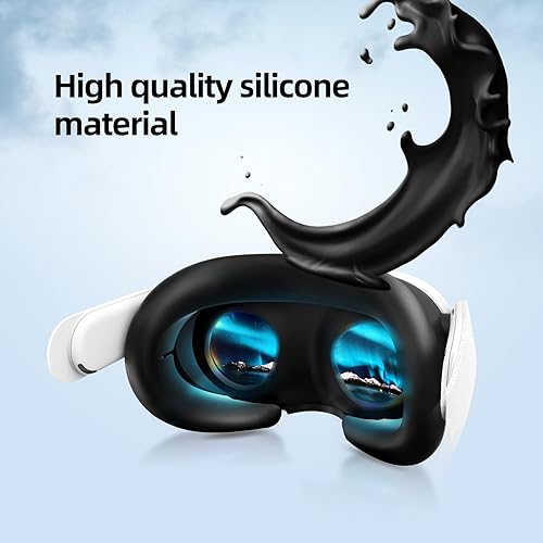 Miniatura 3 de OURVR Silicone Face Cover Pad Compatible with MetaOculus Quest 3 Headset Accessories,Vr Face Cushion Mask for Quest 3(Black)